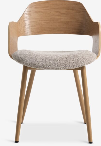 Dining chair HVIDING natural oak colour/beige fabric