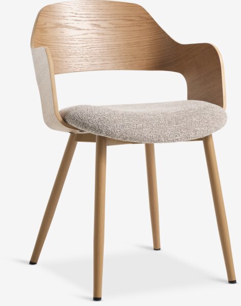 Dining chair HVIDING natural oak colour/beige fabric