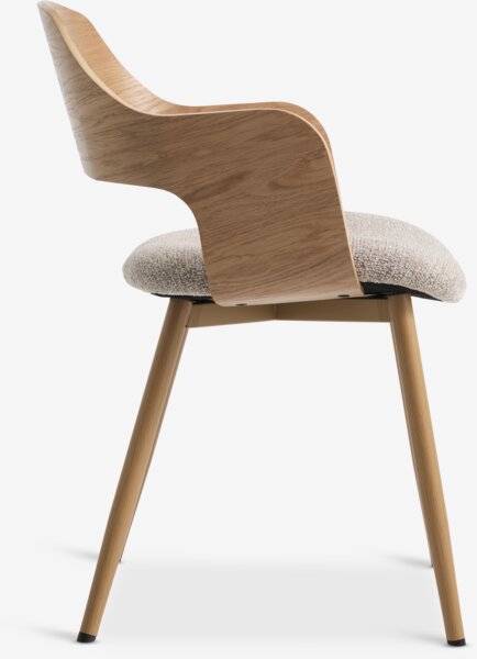 Dining chair HVIDING natural oak colour/beige fabric