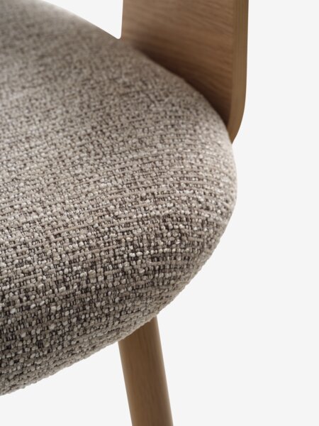 Dining chair HVIDING natural oak colour/beige fabric