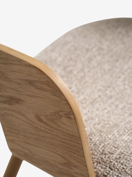 Dining chair HVIDING natural oak colour/beige fabric
