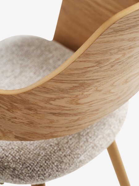 Dining chair HVIDING natural oak colour/beige fabric