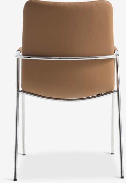 Dining chair LAUTRUP cognac faux leather/chrome