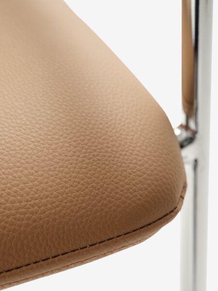 Dining chair LAUTRUP cognac faux leather/chrome