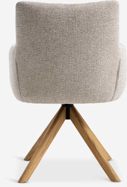 Dining chair VEMMETOFTE swivel beige fabric/natural oak