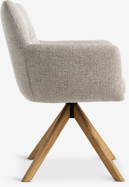 Dining chair VEMMETOFTE swivel beige fabric/natural oak