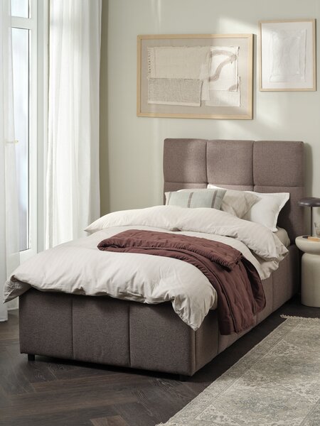 Cadre de lit VEMMELEV a/rangement 90x190 tissu sable foncé
