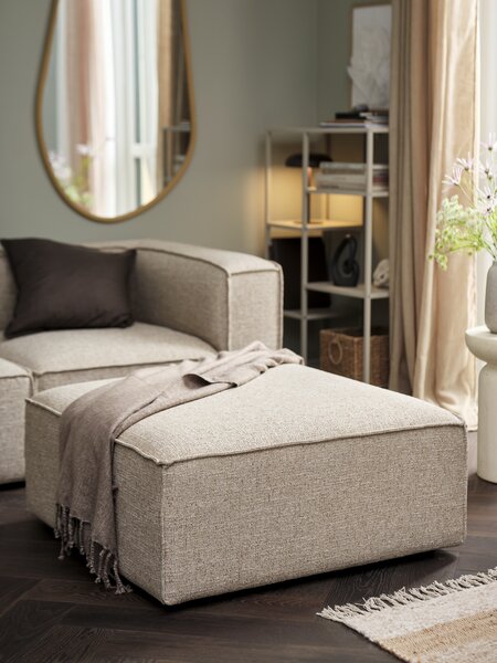 Sofa module SKIBBY chaise longue/pouffe sand fabric