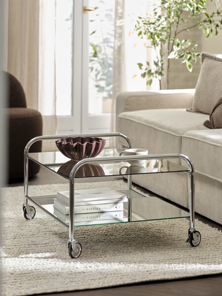 Sofabord SNEJBJERG 61x80 glass/krom