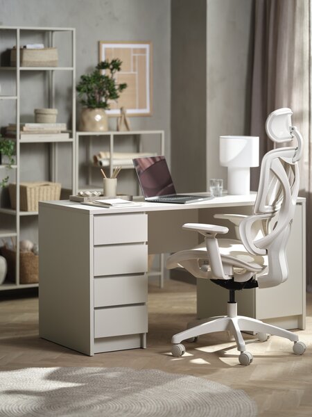 Skrivebord LIMFJORDEN 60x140 1 dør 4 skuffer beige