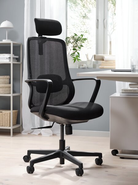 Office chair KARLSLUNDE black mesh/black fabric