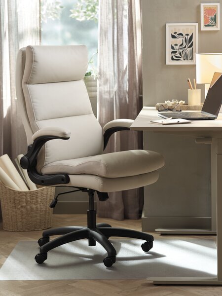 Office chair KASTBJERG beige faux leather