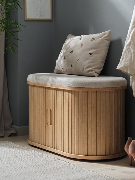 Bench LYNGVIG tambour doors beige/natural oak