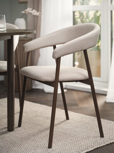 Matstol EJSING beige tyg/mörk ek