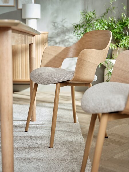 Dining chair HVIDING natural oak colour/beige fabric