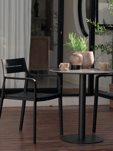 VAMDRUP D70 table grey + 2 INGSTRUP chair black