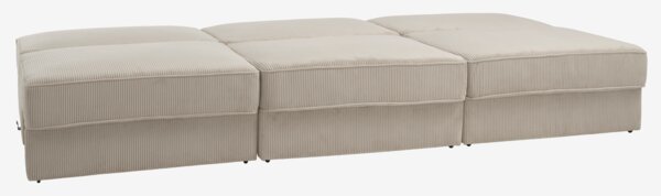Modular sofa bed SJELLE 3 pers. without armrests beige