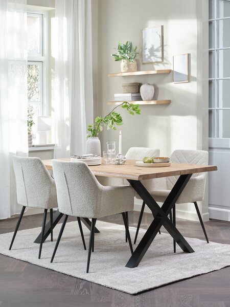 ROSLEV Tavolo L160 cm rovere naturale + 4 PURHUS col. avorio