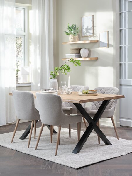 ROSLEV Tavolo L160 rovere nat. + 4 BELLINGE sabbia/rov.nat.