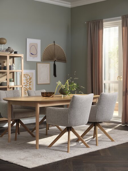 MARSTRAND L200/280 Tisch Eiche natur + 4 VEMMETOFTE beige