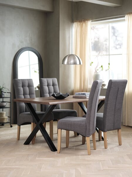 ROSLEV L160 table dark oak + 4 BJERREBY chairs grey