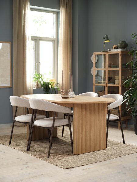 LYNGVIG L180/260 natural oak + 4 EJSING beige/dark oak