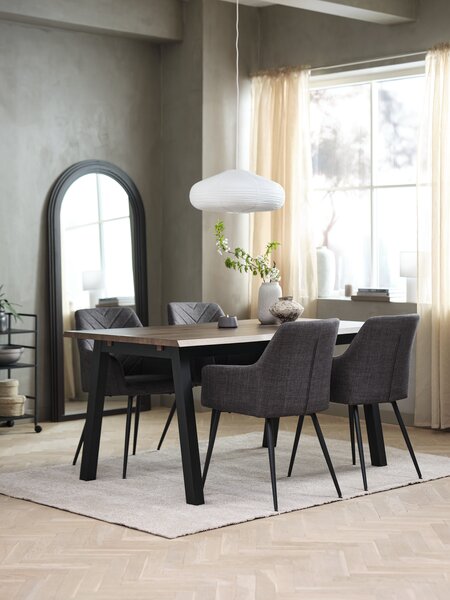SKOVLUNDE L160 table dark oak + 4 PURHUS grey/black