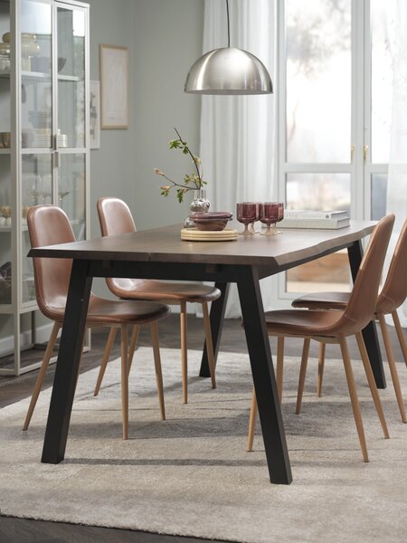 SKOVLUNDE L200 tafel donker eiken + 4 JONSTRUP cognac