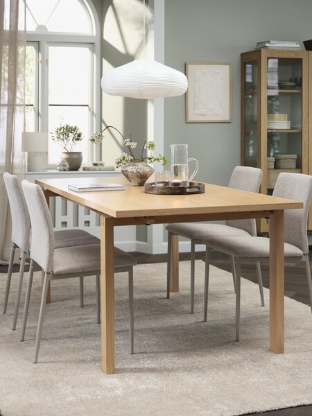 MEJLSKOV L180 bord natur ek + 4 BRANDE stolar beige