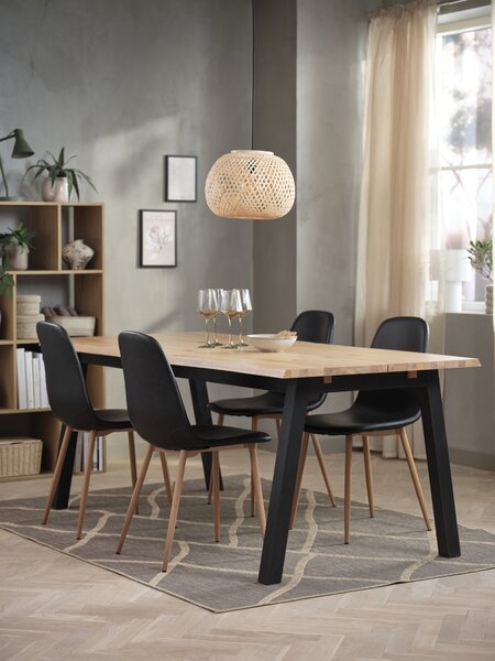 SKOVLUNDE D200 stół dąb naturalny + 4 JONSTRUP czarny