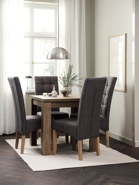 VEDDE D80/160 stol divlji tamni hrast + 4 BJERREBY siva