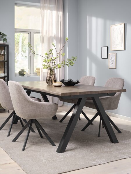 SANDBY L210 Tisch dark oak + 4 ROSTRUP sand/schwarz