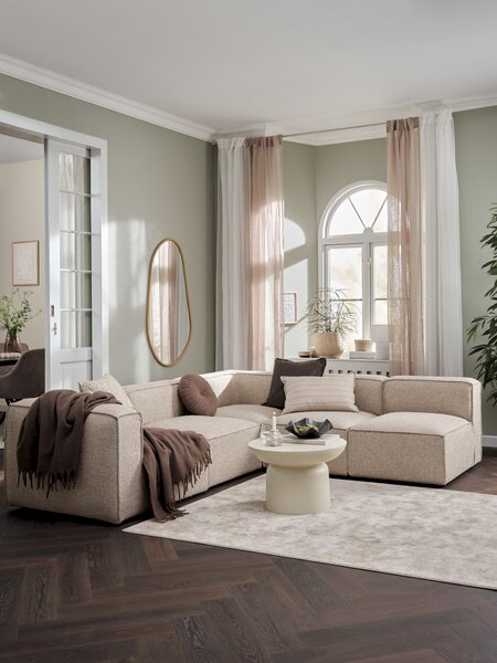 Modular sofa SKIBBY 5 pers. open end sand fabric