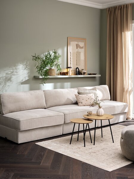Modular sofa bed SJELLE 3 pers. without armrests beige