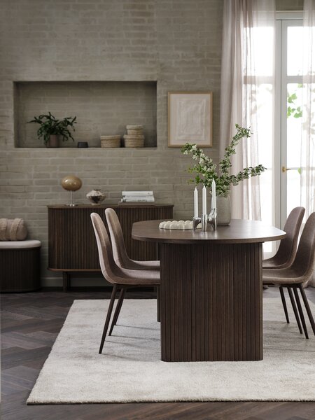 LYNGVIG L180/260 mörk ek + 4 JONSTRUP beige/mörk ek