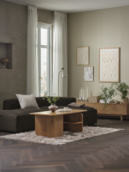 Modular sofa SKEJBY 2 pers. chaise/open dark brown
