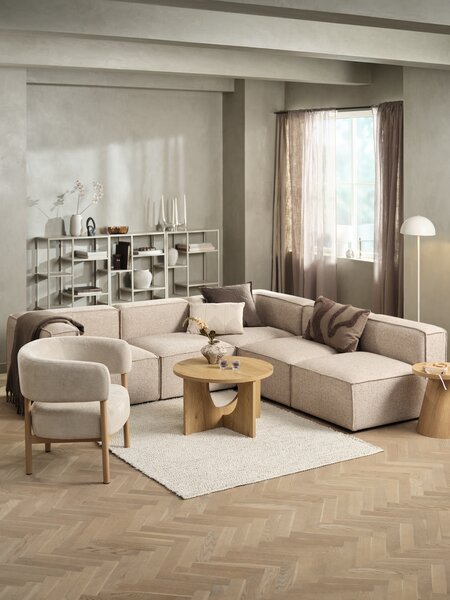 Modular sofa SKIBBY 5 pers. open end sand fabric