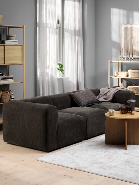 Modular sofa SKEJBY 3 pers. dark brown fabric