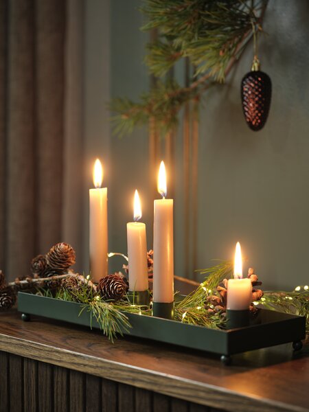 Candle holder DAIN W11xL32cm green w/magnets