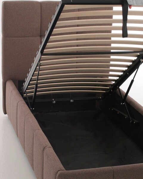 Bed frame w/storage VEMMELEV Single Dark Sand fabric