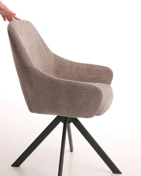 Dining chair ROSTRUP swivel sand fabric/black