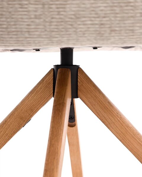 Dining chair VEMMETOFTE swivel beige fabric/natural oak