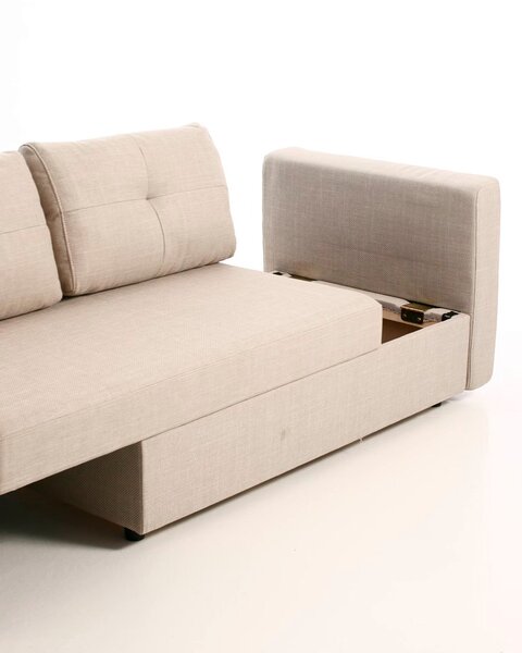 Sofa bed BRAMMING 2 seater beige fabric