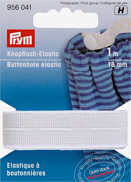 Knapphullsstrikk 18mm 1m/pk hvit