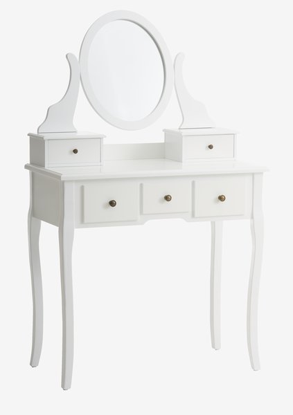 Toaletný stolík MALLING so zrkadlom 5 zásuviek biela