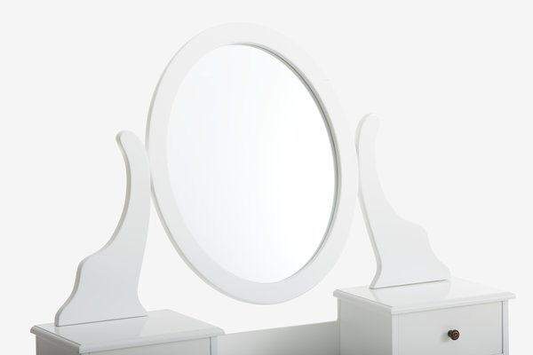 Coiffeuse MALLING a/miroir 5 tiroirs blanc
