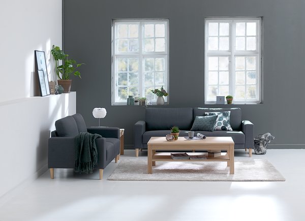 Sofagruppe EGENSE 3+2-seter mørk grå stoff