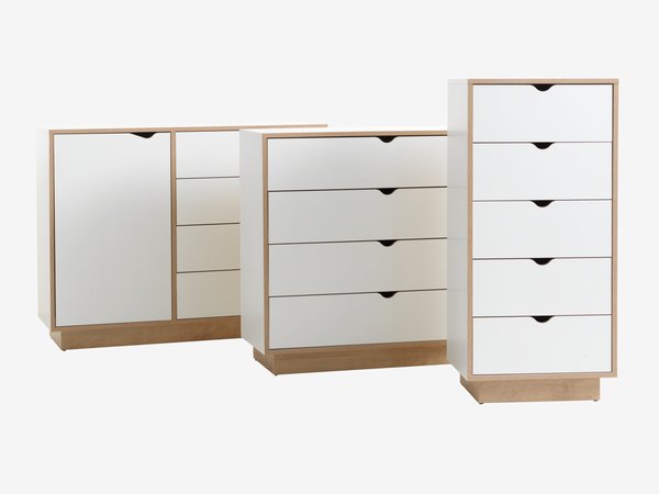 4 drawer 1 door chest MAMMEN white/oak