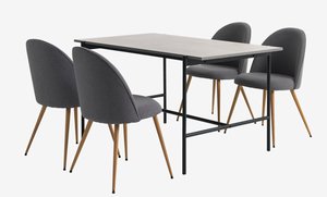 TERSLEV L140 table + 4 KOKKEDAL chairs grey/oak