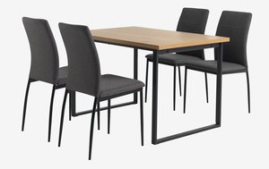 AABENRAA H120 asztal tölgy + 4 TRUSTRUP szék szürke
